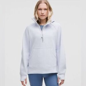 Lululemon oversized scuba funnel neck half- zip long length , light blue , EUC